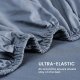 Super Soft Cooling Queen Bed Sheets Set 4 Piece - Easy Care Fitted Flat Sheet & Pillowcase Sets - Wrinkle Free, Fade Resistant, Deep Pocket 16" (Flint Blue, Queen)