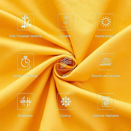 Pillow Cases Queen - Yellow Slip Pillow Cases for Hair and Skin 2 Pack 20x30 inches,Soft Chill & Breathable Pillow Cover with Envelope Closure