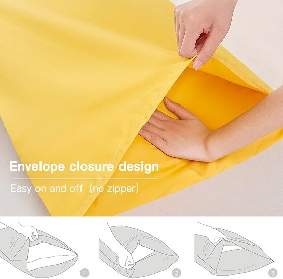 Pillow Cases Queen - Yellow Slip Pillow Cases for Hair and Skin 2 Pack 20x30 inches,Soft Chill & Breathable Pillow Cover with Envelope Closure