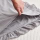Ruffle Grey Pillow Cases Set of 2 Queen Size Pillow Shams, Shabby Pillow Cover Washed Cotton Farmhouse Pillowcases 20"x30"
